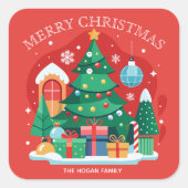 メリークリスマスホームメイドフードホリデーベーキング スクエアシール (正面)