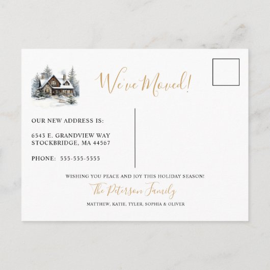 メリークリスマスホーム素朴ムービング 案内ポストカード (裏面)