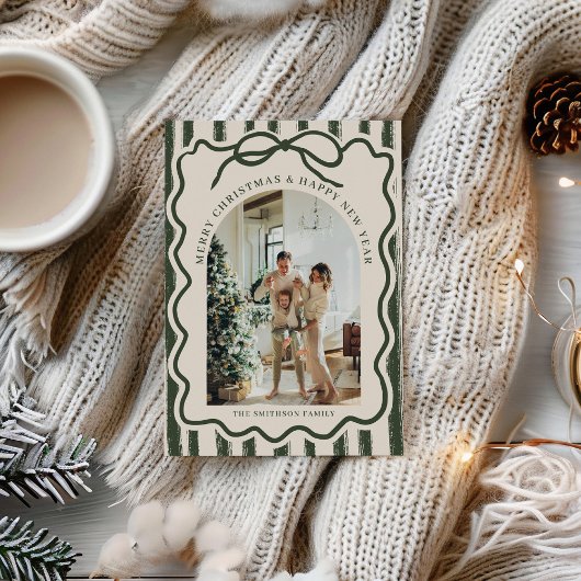 メリークリスマスボウエレガントフォト シーズンカード