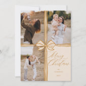 メリークリスマスボウエレガントプレゼントフォトコラージュ シーズンカード (正面)