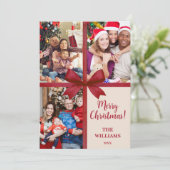 メリークリスマスボウエレガントプレゼントフォトコラージュ シーズンカード (スタンド正面)