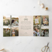 メリークリスマスボウエレガントプレゼントフォトコラージュ 三つ折りクリスマスカード (内部)