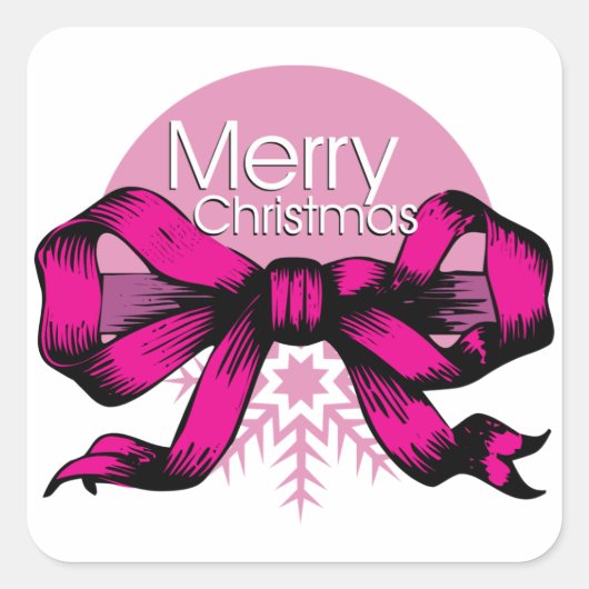 メリークリスマスボウスティッカー スクエアシール (正面)