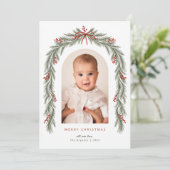 メリークリスマスボウベリーズパインブランチアーチ写真 シーズンカード (スタンド正面)