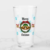 メリークリスマスボウ、リース、ベル、雪片 タンブラーグラス (正面)