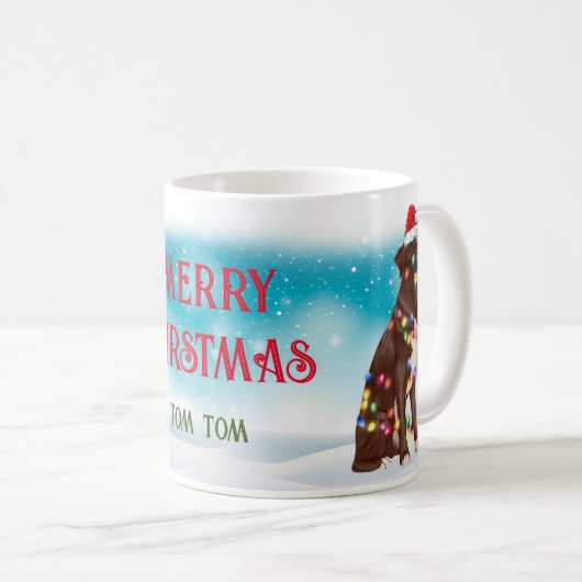 メリークリスマスボクサー愛犬可愛い コーヒーマグカップ (正面右)