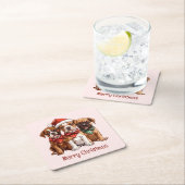 メリークリスマスボクサー スクエアペーパーコースター (インサイチュ)