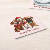 メリークリスマスボクサー スクエアペーパーコースター (アングル)