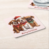 メリークリスマスボクサー スクエアペーパーコースター (アングル)