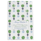 メリークリスマスボク名門私立校風のウッドTopiary Blue Green ミディアムペーパーバッグ (正面)