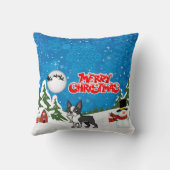 メリークリスマスボストンテリアと雪だるま クッション (裏面)