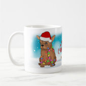 メリークリスマスボストンテリアサンタハットドッグ恋人 コーヒーマグカップ (左)