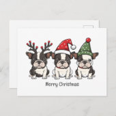 メリークリスマスボストンテリア犬 シーズンポストカード (正面/裏面)