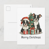 メリークリスマスボストンテリア犬 シーズンポストカード (正面/裏面)