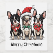 メリークリスマスボストンテリア犬 ワインラベル (シングルラベル)