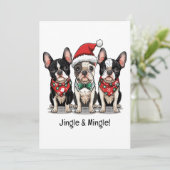 メリークリスマスボストンテリア犬 招待状 (スタンド正面)