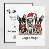 メリークリスマスボストンテリア犬 招待状 (正面/裏面)