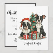 メリークリスマスボストンテリア犬 招待状 (正面/裏面)