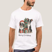 メリークリスマスボストンテリア犬 Tシャツ (正面)