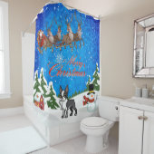 メリークリスマスボストンテリア シャワーカーテン (インサイチュ)