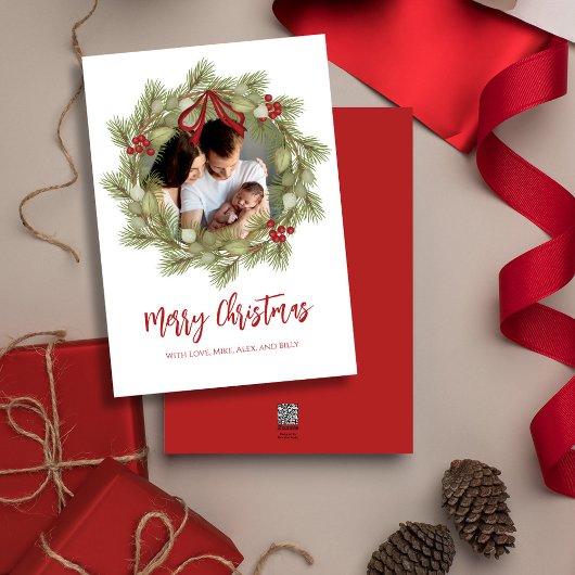 メリークリスマスボタニカルウィンターホリデーリース シーズンカード