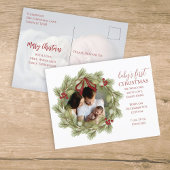 メリークリスマスボタニカルウィンターホリデーリース シーズンポストカード