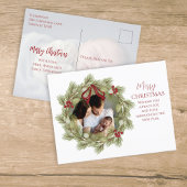 メリークリスマスボタニカルウィンターホリデーリース シーズンポストカード