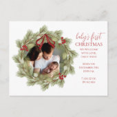 メリークリスマスボタニカルウィンターホリデーリース シーズンポストカード (正面)