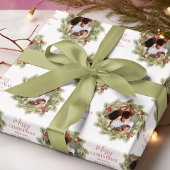 メリークリスマスボタニカルウィンターホリデーリース ラッピングペーパー