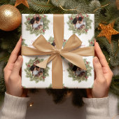 メリークリスマスボタニカルウィンターホリデーリース ラッピングペーパー