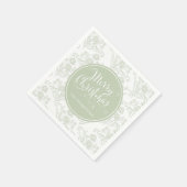 メリークリスマスボタニカルエレガントグリーンフローラ スタンダードカクテルナプキン (角)