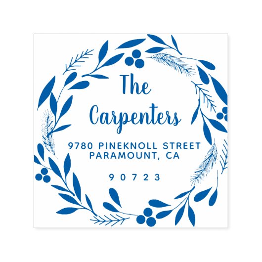 メリークリスマスボタニカルガーランド筆跡 セルフインキングスタンプ (デザイン)