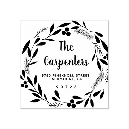 メリークリスマスボタニカルガーランド筆跡 ラバースタンプ (インプリント)