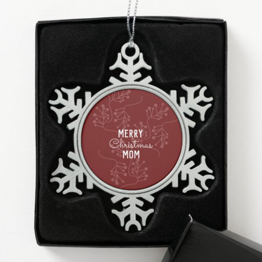 メリークリスマスボタニカルスプリグ スノーフレークピューターオーナメント (ボックス)