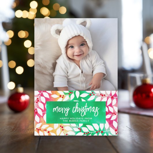 メリークリスマスボタニカルチェリー絞り染め – 写真 シーズンカード