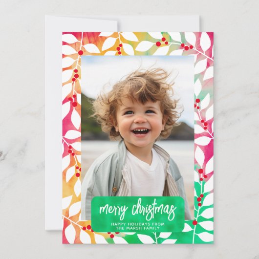 メリークリスマスボタニカルチェリー絞り染め – 写真 シーズンカード (正面)