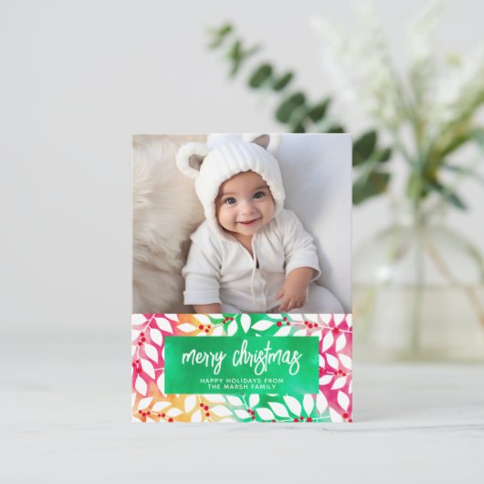 メリークリスマスボタニカルチェリー絞り染め – 写真 シーズンポストカード (スタンド正面)