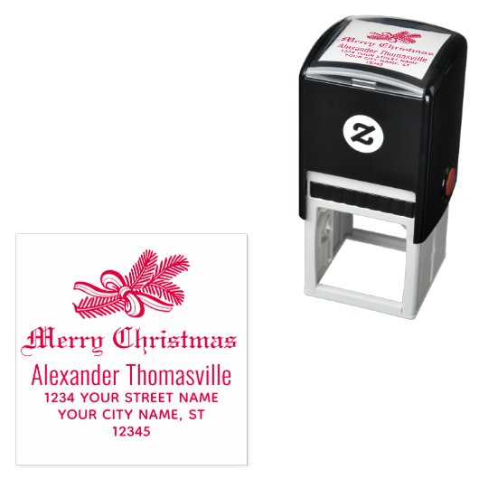 メリークリスマスボタニカルネーム差出人住所 セルフインキングスタンプ (インサイチュ)