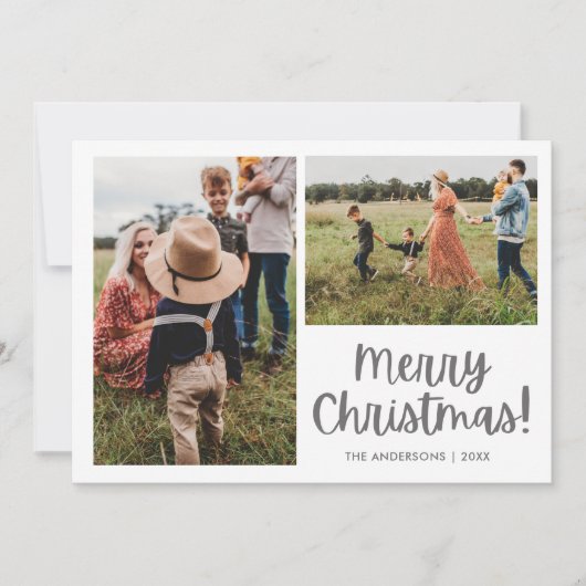 メリークリスマスボタニカルバードツーフォトファミリー シーズンカード (正面)