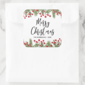 メリークリスマスボタニカルパイン&ベリーカスタム スクエアシール (バッグ)