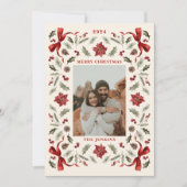 メリークリスマスボタニカルファミリーフォトホリデー シーズンカード (正面)