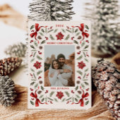 メリークリスマスボタニカルファミリーフォトホリデー シーズンカード