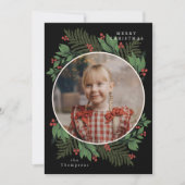 メリークリスマスボタニカルフォトグリーンリース シーズンカード (正面)