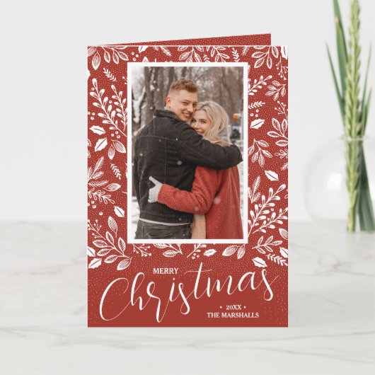 メリークリスマスボタニカルフォト折り畳み シーズンカード (正面)
