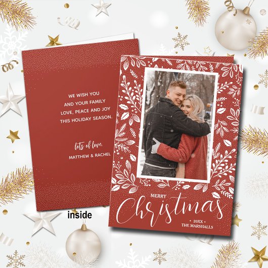 メリークリスマスボタニカルフォト折り畳み シーズンカード