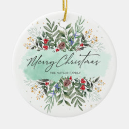 メリークリスマスボタニカルフローラ セラミックオーナメント