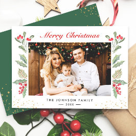 メリークリスマスボタニカルベリーの葉の写真 シーズンカード