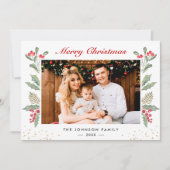 メリークリスマスボタニカルベリーの葉の写真 シーズンカード (正面)