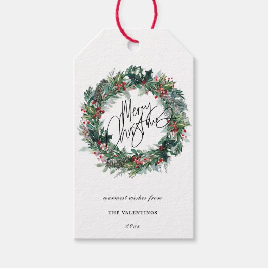 メリークリスマスボタニカルベリーリース ギフトタグ (正面)