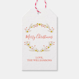 メリークリスマスボタニカルホリデーリースクラフト ギフトタグ